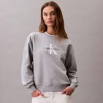 Calvin Klein Monologo French Terry Kadın Gri Sweatshirt