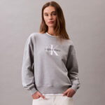 Calvin Klein Monologo French Terry Kadın Gri Sweatshirt
