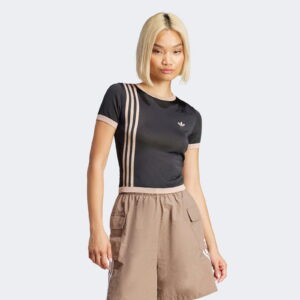 تی شرت مشکی زنانه بافتنی سه نوار آدیداس