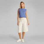 Calvin Klein Linen Blend Loose Sweater Top Kadın Mavi Triko