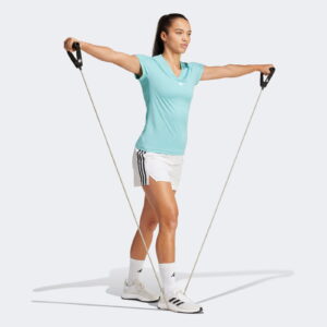 شورت تمرینی سفید زنانه آدیداس 3 نواری بلند