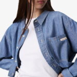 Calvin Klein Cropped Dad Denim Kadın Lacivert Gömlek