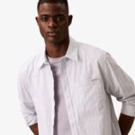 Calvin Klein Stripe Oxford Relaxed Erkek Mor Gömlek