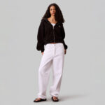 Calvin Klein French Terry Badge Logo Kadın Siyah Sweatshirt