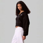 Calvin Klein French Terry Badge Logo Kadın Siyah Sweatshirt