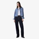 Calvin Klein Cropped Dad Denim Kadın Lacivert Gömlek