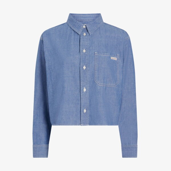 Calvin Klein Cropped Dad Denim Kadın Lacivert Gömlek