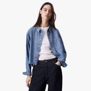 Calvin Klein Cropped Dad Denim Kadın Lacivert Gömlek