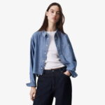 Calvin Klein Cropped Dad Denim Kadın Lacivert Gömlek