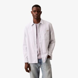 Calvin Klein Stripe Oxford Relaxed Erkek Mor Gömlek