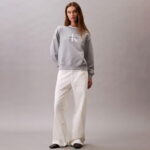 Calvin Klein Monologo French Terry Kadın Gri Sweatshirt