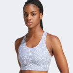 adidas Own the Run Pocket Medium Support Print Kadın Gri Bra