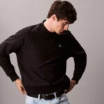 Calvin Klein Premium Terry Monogram Erkek Siyah Sweatshirt