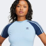 adidas Adicolor 3 Stripe Raglan Kadın Mavi T-Shirt