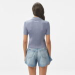 Calvin Klein Silky Cropped Baby Polo Kadın Mavi Triko