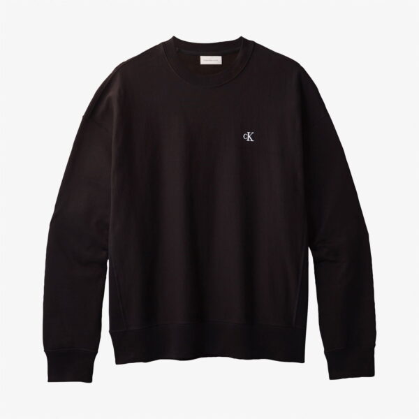 Calvin Klein Premium Terry Monogram Erkek Siyah Sweatshirt