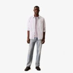 Calvin Klein Stripe Oxford Relaxed Erkek Mor Gömlek