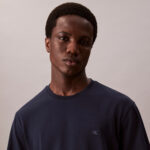 Calvin Klein Supima Chest Crewneck Erkek Mavi T-Shirt