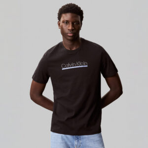 تی شرت سیاه نوار گرافیکی مردانه کلوین کلین