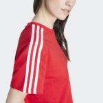 adidas Essentials 3 Stripes Kadın Kırmızı Günlük T-Shirt