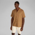 Calvin Klein Cotton Cuban Erkek Kahverengi Gömlek