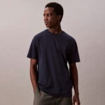 Calvin Klein Supima Chest Crewneck Erkek Mavi T-Shirt