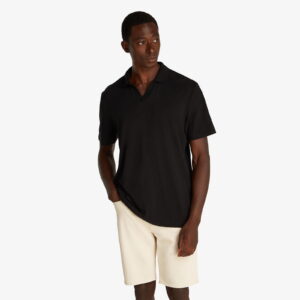 Calvin Klein Linen Cotton Cuban Collar Erkek Siyah Polo
