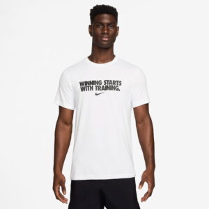 Nike Dri-Fit Winning Erkek Beyaz T-Shirt