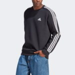 adidas Essentials 3 Stripes Fleece Erkek Siyah Günlük Sweatshirt