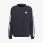 adidas Essentials 3 Stripes Fleece Erkek Siyah Günlük Sweatshirt