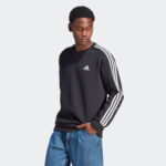 adidas Essentials 3 Stripes Fleece Erkek Siyah Günlük Sweatshirt