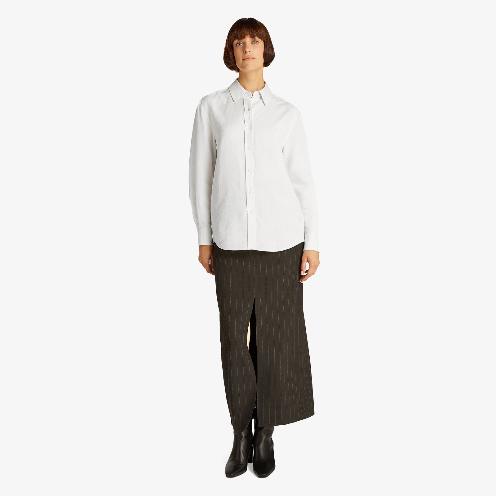 Fc05Dcac-Bbfa-4634-9879-9Bd86Ae1Aeb5_Size2000X2000_Cropcenter Calvin Klein Linen Blend Regular Kadın Bej Gömlek