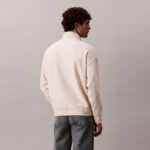 Calvin Klein Premium Terry Micro Monologo Erkek Beyaz Sweatshirt