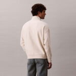 Calvin Klein Premium Terry Micro Monologo Erkek Beyaz Sweatshirt