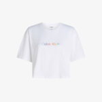 Calvin Klein Cotton Boxy Crop Pride Kadın Beyaz T-Shirt