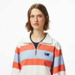 Calvin Klein Rugby Zip Stripe Kadın Beyaz Sweatshirt