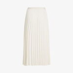 Tommy Hilfiger Fluid Pleated Pull On Midi Kadın Krem Rengi Etek