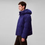 Calvin Klein Ripstop Quilted Logo Hooded Erkek Mavi Ceket