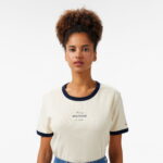 Tommy Hilfiger Reg Monotype Stripe C-Nk Kadın Bej T-Shirt