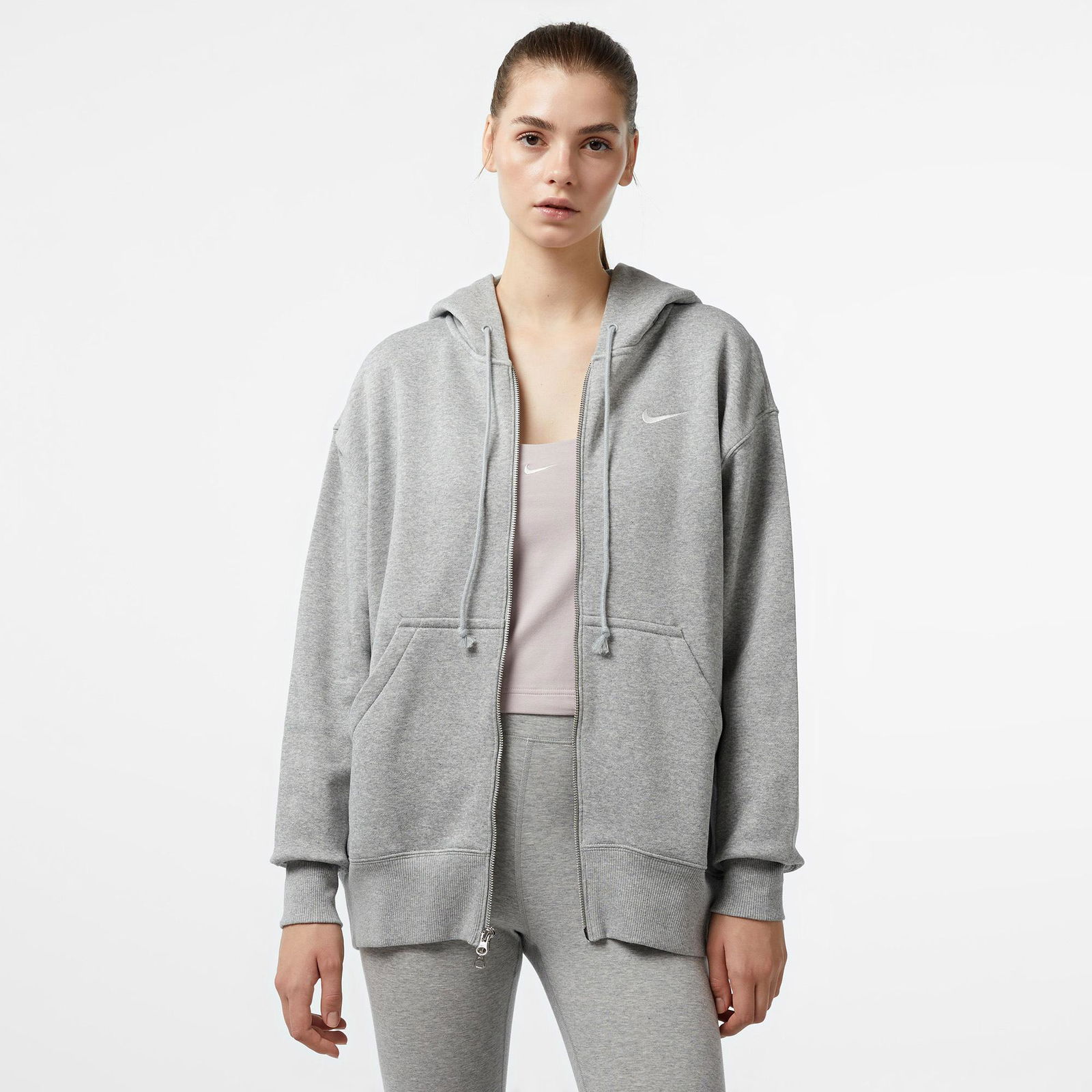 31046Be8-D4A3-4Cae-Be7B-C80Acd05503B_Size2000X2000_Cropcenter Nike Sportswear Phoenix Fleece Oversize Hoodie Kadın Gri Sweatshirt