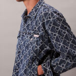 Calvin Klein 90S Indigo Emblem Jacquard Truck Erkek Mavi Ceket