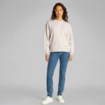 Calvin Klein Glossy Monologo Regular Crewne Kadın Bej Sweatshirt