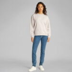 Calvin Klein Glossy Monologo Regular Crewne Kadın Bej Sweatshirt