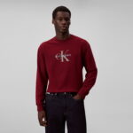 Calvin Klein Terry Monologo  Erkek Kırmızı Sweatshirt