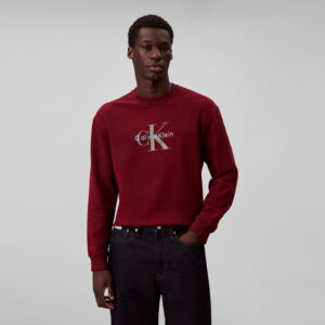 Calvin Klein Terry Monologo  Erkek Kırmızı Sweatshirt