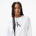 Calvin Klein Monologo French Terry Kadın Beyaz Sweatshirt