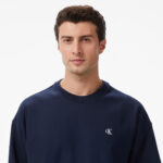 Calvin Klein Premium Terry Monogram Erkek Mavi Sweatshirt