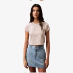 تی شرت بژ زنانه کالوین کلاین مونوگرام - تصویر 18