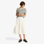 Tommy Hilfiger Fluid Pleated Pull On Midi Kadın Krem Rengi Etek