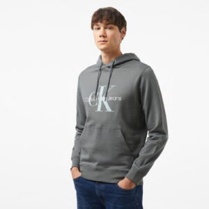 Calvin Klein Jeans Seasonal Monologo Regular Erkek Gri Hoodie